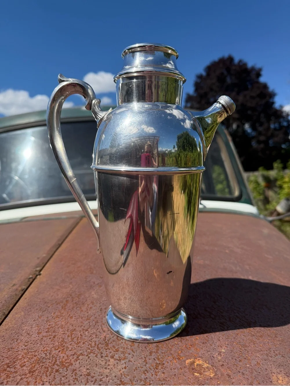 Silver Plated Cocktail Shaker Pitcher - Classic Silver Finish